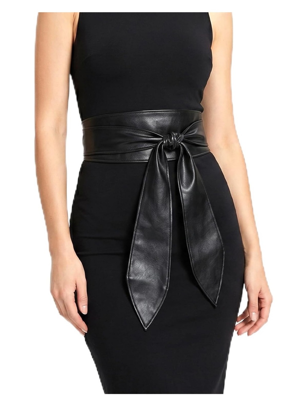 Faux Leather Wide Obi Belt Stretchy Wrap Waist Corset Belt for Dress